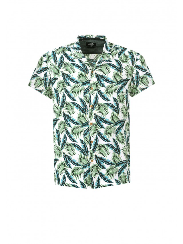 Camisa manga corta estampado tropical