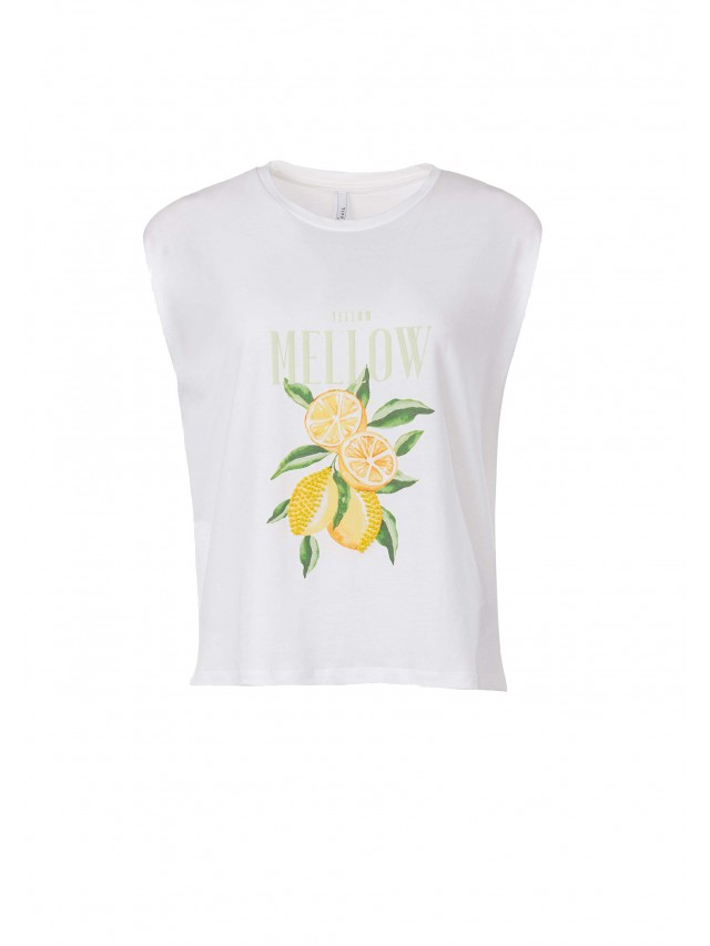 Camiseta tirantes estampado limón mujer