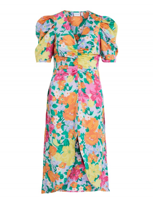 Vestido manga corta midi floral