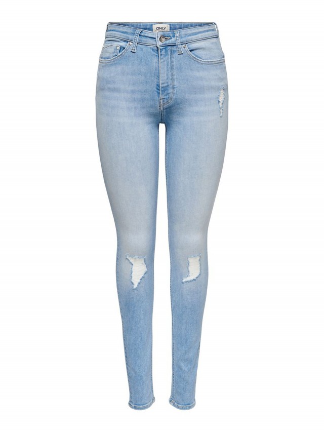 Jeans mujer talle alto detalle roturas