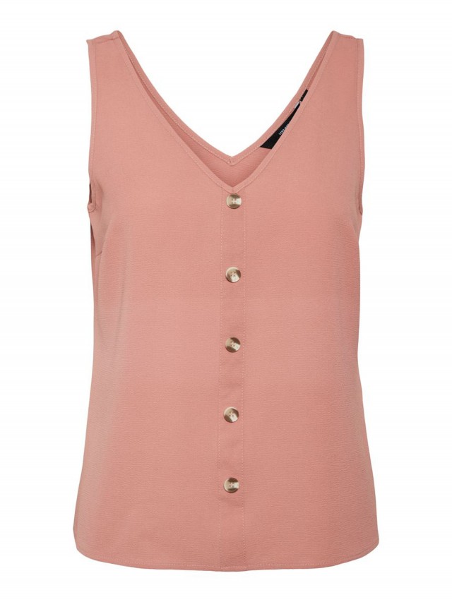 Top cuello bajo botones mujer