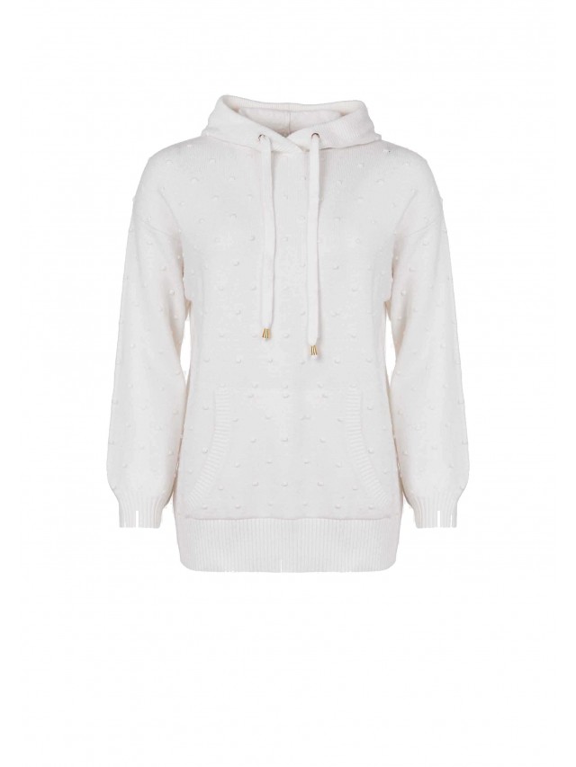 Sudadera capucha pompones mujer